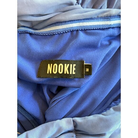 NOOKIE Zen Bodycon Ruched Midi Dress Periwinkle Blue Purple Womens Size Medium - Picture 7 of 8